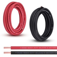 4 Gauge Battery Cable, 20FT Red  20FT Black 4 AWG 4AWG 20FT Black  20FT Red