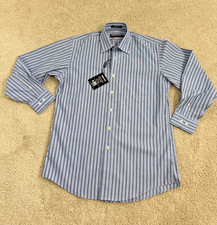 Kirkland Signature Shirt Mens Sz 15.5 32 Long Sleeve Blue Stripe Non Iron Dress