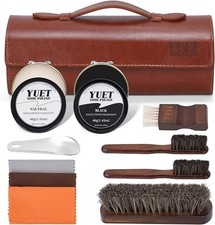 Kit de Limpieza de Zapatos 12 Piezas con Betun Marron Negro Neutro y Cepillos