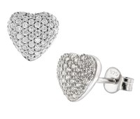 Trendor Schmuck Damen-Ohrringe Silber 925 Herz-Ohrstecker 41636