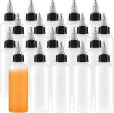 20 Pack 4oz Boston Squeeze Bottles, Clear Plastic Dispensing Bottles with Twist