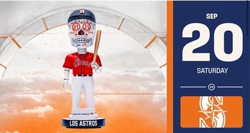 2025 Los Houston Astros SGA Sugar Skull Bobblehead 9/20 PRE-SALE SGA