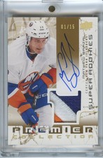 2016-17 Premier Mathew Barzal #SSR-MB 03-04 Retro Gold /15 RPA Rookie Patch Auto