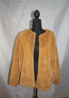 H&M Devided Damen Jacke Mantel, Faux Fur Coat L 40
