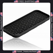 Silicone Sink Organizer Tray for Kitchen Bathroom, 12x4.7 inches, Black