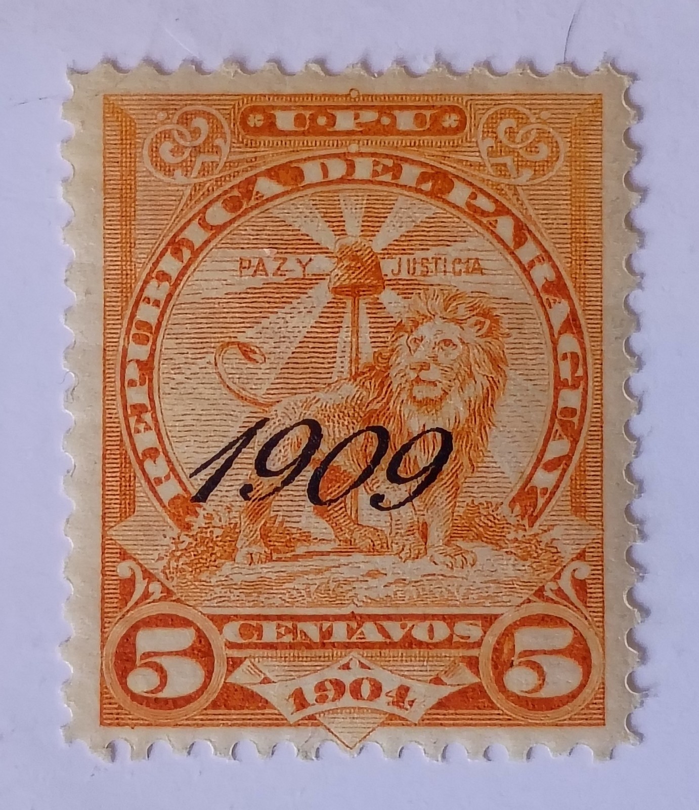 Paraguay Stamp, 1909, sc#184, Mint, VLH, OG