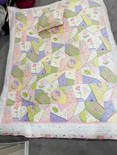 Pottery Barn Kids Twin Pink Patchwork Floral Quilt Reversible 68x86