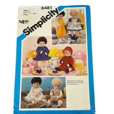 Vintage Simplicity 6481 Sewing Pattern For 13''-14'' Dolls By Effanbee