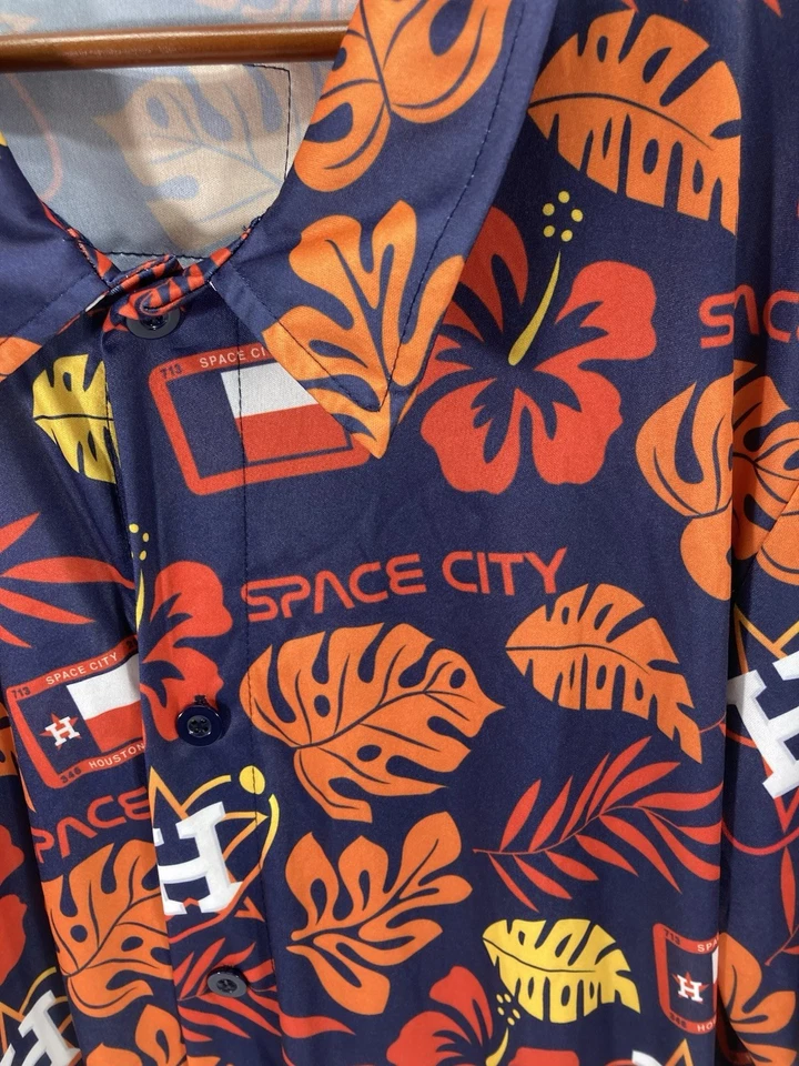 Houston Astros SGA Hawaiian Cabana Shirt Men Size XL Floral Button Polyester MLB - Image 4 of 4