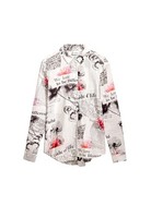 Desigual Damen Bluse Langarm Shirt Woven, Weiß, GrößE L