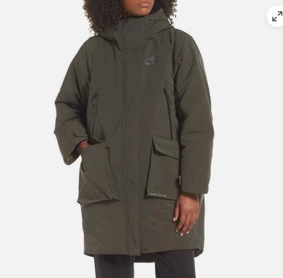 Nike Sportswear Tech Pack Down Fill Women's Oversized Parka Coat Sz XS in Olive