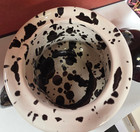Folk Art SUGAR BOWL Handpainted DALMATION BLACK ON WHITE 6.5" TALL Mayco 2013 — photo 3