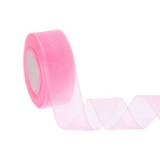 Organza Ribbon 1-1/2 Inch 50 Yards Sheer Ribbons for Gift Wrapping, Pink