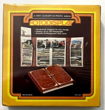 FOTODISPLAY 1970's Photo Album Faux Leather Brown Holds 200 Pictures SEALED