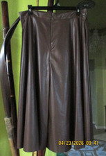 SHEIN BROWN PU LEATHER A-LINE SKIRT MIDI LENGTH ZIP CLOSER POCKETS SIZE XL 12