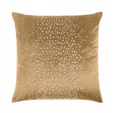 Kissenhülle 45x45 Samt Glänzend Senf Gelb mit Kristallen Reißverschluss