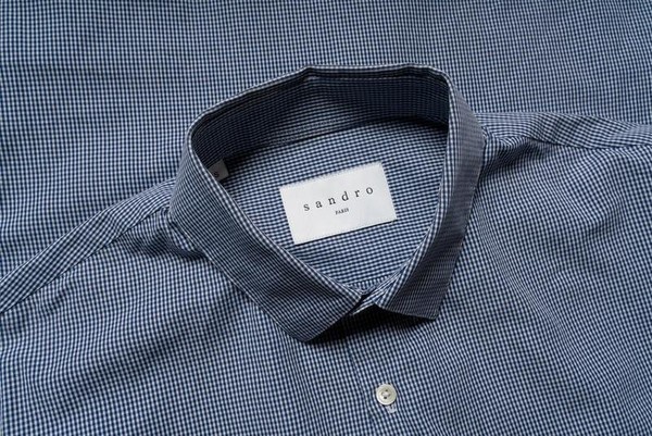 Men Sandro Paris Shirt Navy Cotton 36 / S / 44