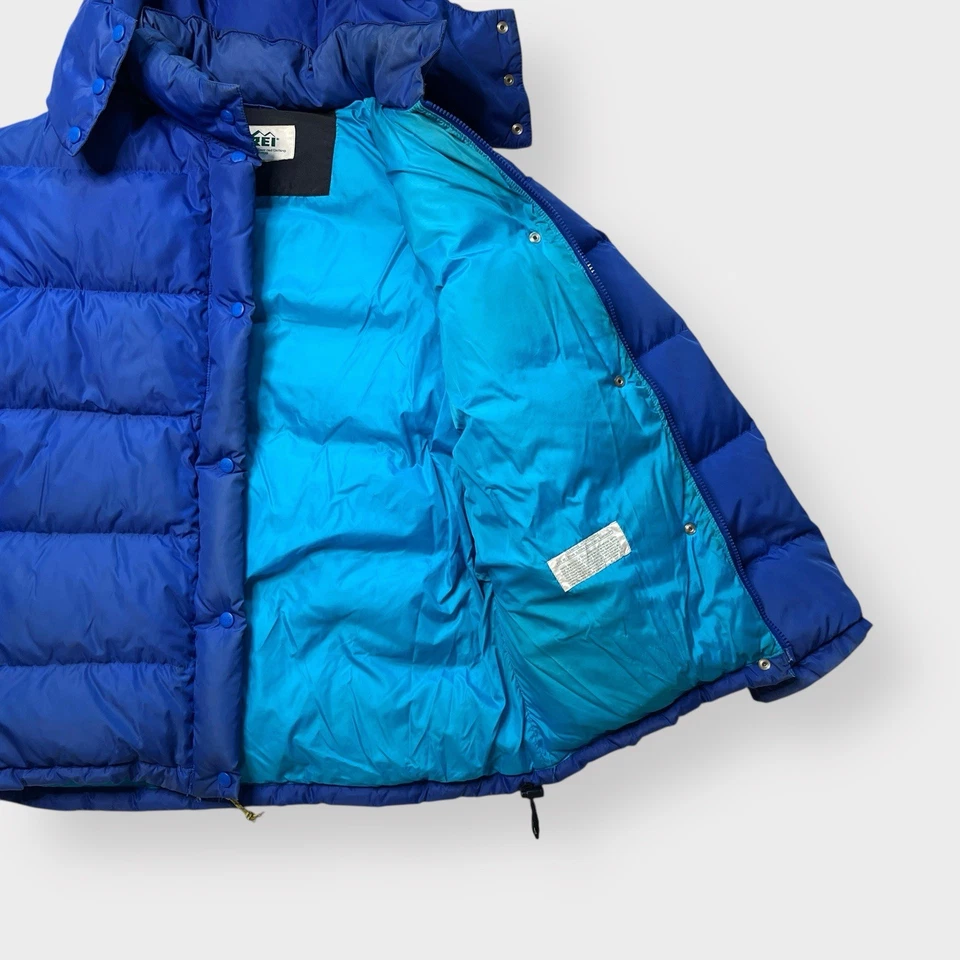Vtg 70s REI Quilted Goose Down Puffer Jacket, Expedition Detachable Hood, M - Image 3 of 4