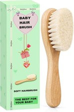 Baby Hair Brush Wooden Goat Bristles Hair Brush for Newborns Toddlers Ideal