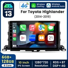 Android 14 For Toyota Highlander 14-19 Radio 128GB 8Core Car Stereo GPS CarPlay