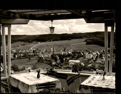 Schonach (Schwarzwald) Café Berghüsli - Blick auf die Stadt Fotokarte 1960 - 第 2/3 張圖片