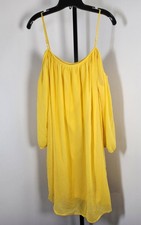 Tacera Off the Shoulder Sheer Fully Lined Mini Dress - Yellow - SZ 1X