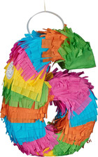 Mini Pinata Zahl 6, Regenbogenpinata Geburtst...
