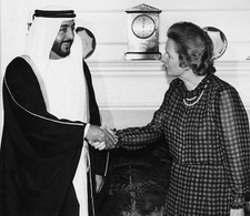 British Prime Minster Margaret Thatcher shaking hands with Crown P- Old Photo