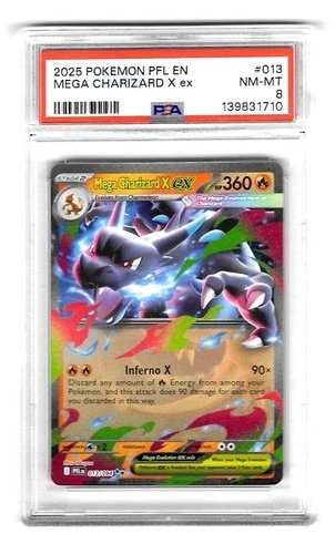 2025 Pokemon PFL EN Mega Charizard X ex #013 PSA 8