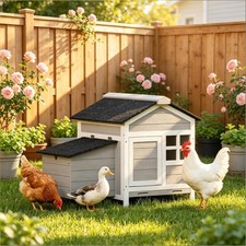Outdoor Chicken Coop with Run  Nesting Box for 1-2 Chickens