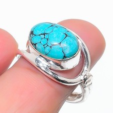 Blue Turquoise Gemstone Handmade 925 Sterling Silver All Size Ring For Gift