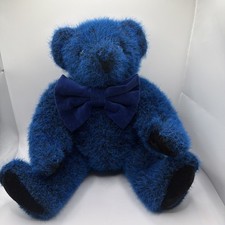 Vermont Teddy Bear Blue Plush Movable/Jointed Bow Tie Made in USA