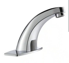 Automatic Sensor Touchless Single Hole Bathroom Sink Faucet with Deck Plate in P