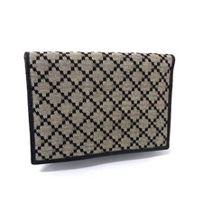 GUCCI Diamante Passport Case 143385 Brown/Black Canvas and Leather Unisex