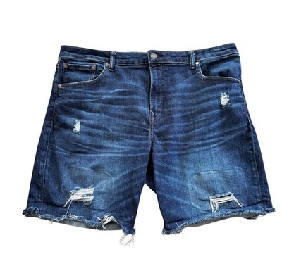 American Eagle Next Level Airflex Athletic Denim Shorts Mens Size 40 Distressed