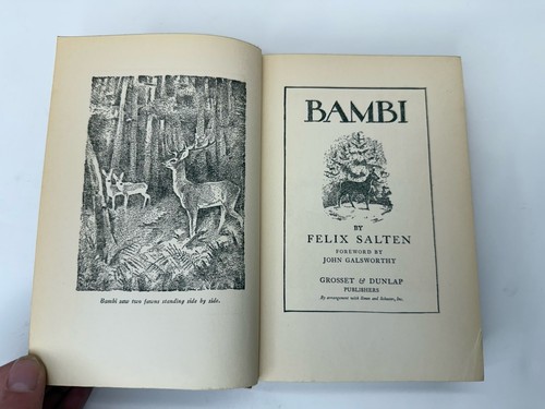 Bambi 1929 Hardcover Antique Book by Felix Salten 1st English Edition Grosset - Picture 5 of 9