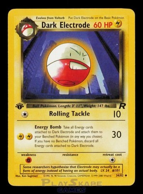 Pokemon Karte Dunkle Elektrode 34/82 Team Rocket 1. Edition Vintage WOTC MP 2000