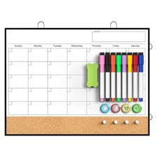 Dry Erase Calendar for Wall - 16"X12"Double-Sided Whiteboard Cork Como Small