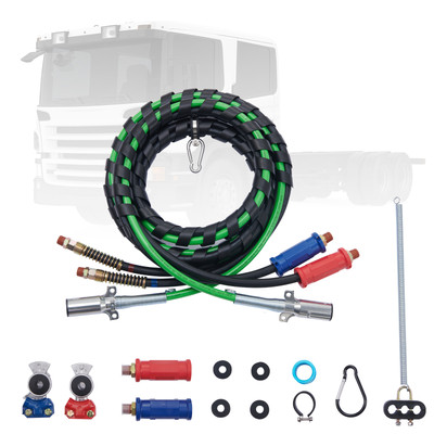 VEVOR 12FT 3-in-1 Semi Truck Air Lines Kit with 2PCS Glad Hands and Handles