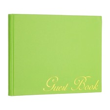 Elegant Guestbook, 9"x7" PU Leather Wedding Guest Book, Grass Green