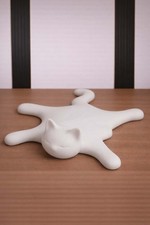 Minimalist Sleeping Splat Cat Sculpture Modern White Home Decor Ornament