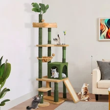 Uforic 73" Large Cactus Cat Tree Tower with Cat Scratching Posts Cozy Condo