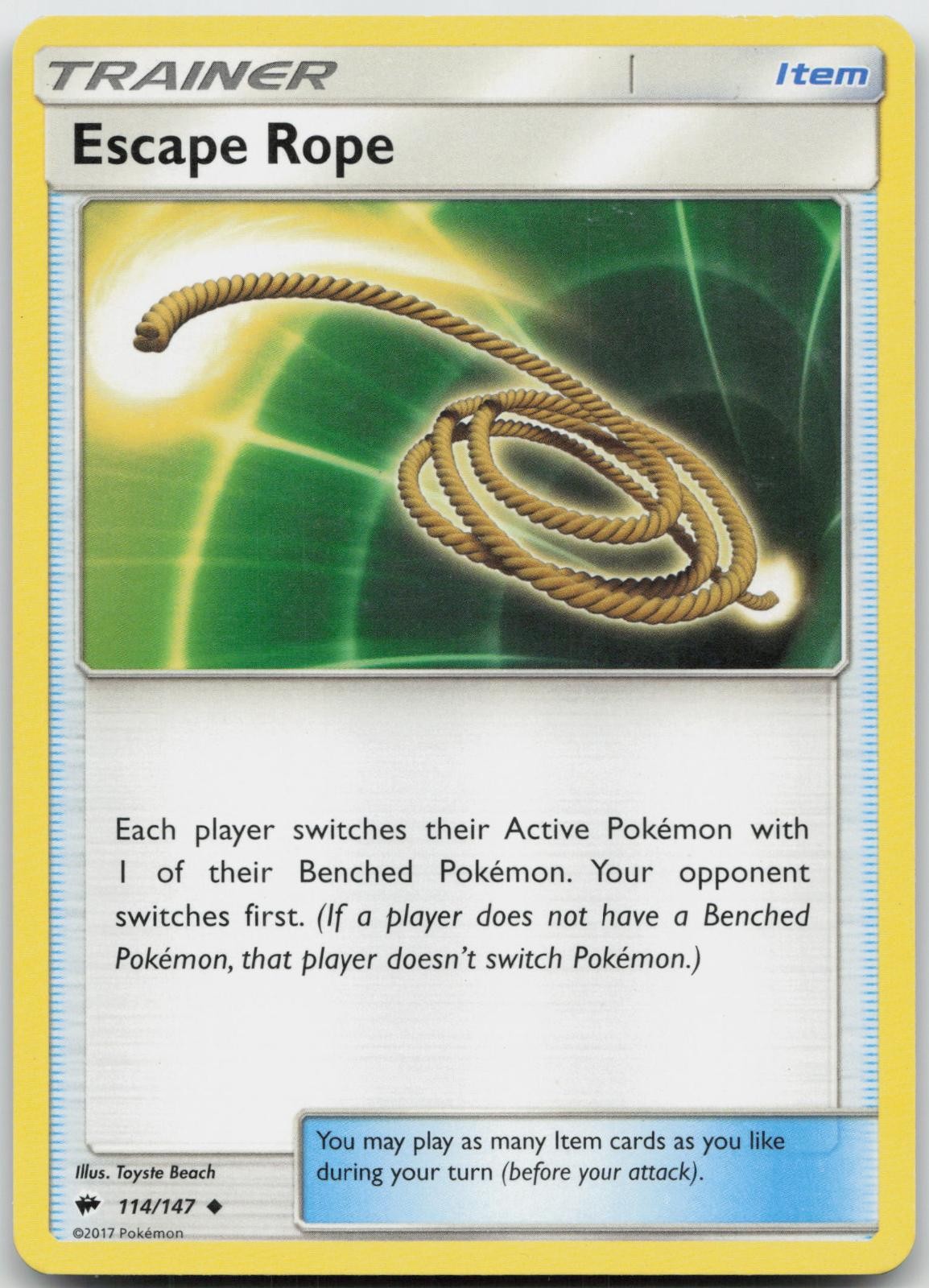 Escape Rope 114/147 Uncommon Burning Shadows Pokemon Moderately Played