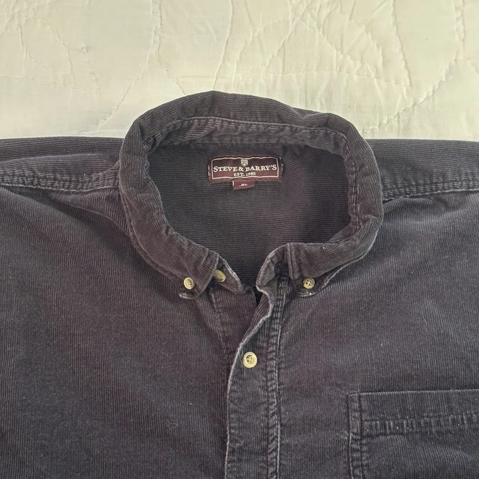 Camisa Steve & Barry's Para Hombre XL Negra Pana Abotonada Manga Larga Informal Foto 3 de 4