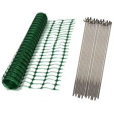 NEW! 1m x 50m Green Mesh Safety Barrier Fencing & 10 Fencing Pins