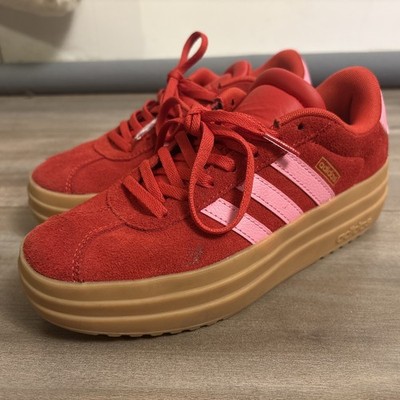 Adidas Vl Court Bold JQ1711 Sneakers Kids US 4 Red Pink Platform Shoes HAWK2440