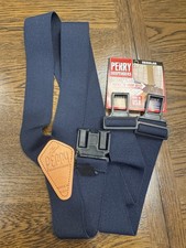 Perry Suspenders Men's Elastic 1.5 Inch Wide Hook End Suspenders - Navy