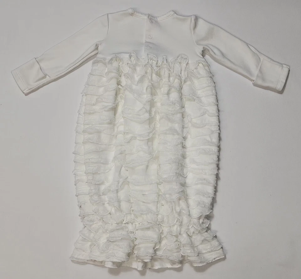 Koala Bebé Boutique Infantil Niña Blanco Volantes Vestido Saco Rosa Flor Arco 0-6 Meses Foto 3 de 4