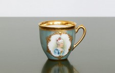 Antique DRESDEN Hand Painted Porcelain Portrait CUP Germany