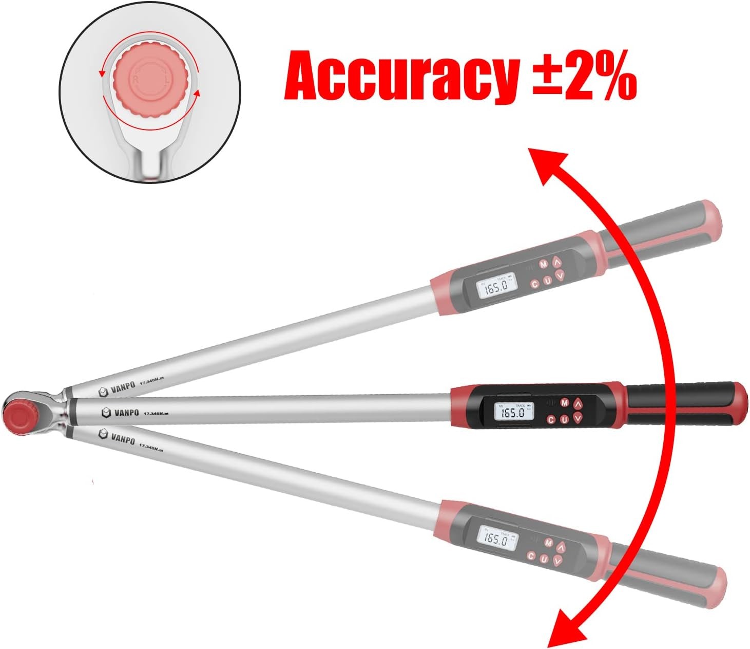 1/2-Inch Drive Digital Torque 12.5-250.8 ft-lbs./17-340Nm, Black 